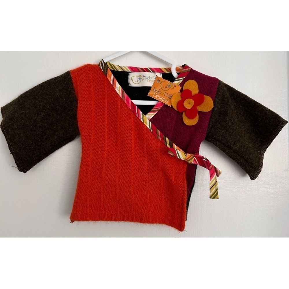 BNWT Handmade Recycled Wool Baby Kimono  Size 12-24mos.